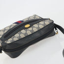 GUCCI GG Supreme Sherry Line Shoulder Bag PVC Navy Gold Auth 194995-6