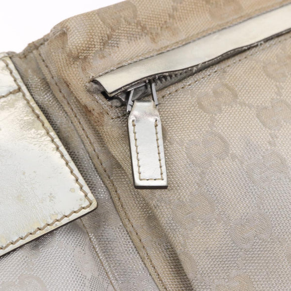 GUCCI GG Canvas Waist Bag Silver 28566 Auth 195000