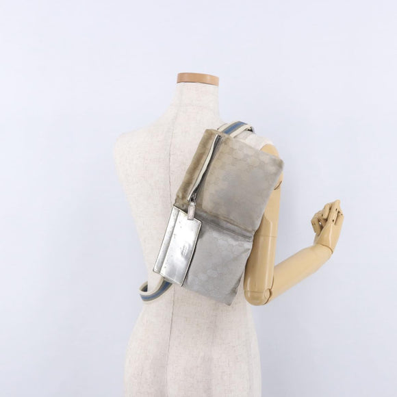 GUCCI GG Canvas Waist Bag Silver 28566 Auth 195000