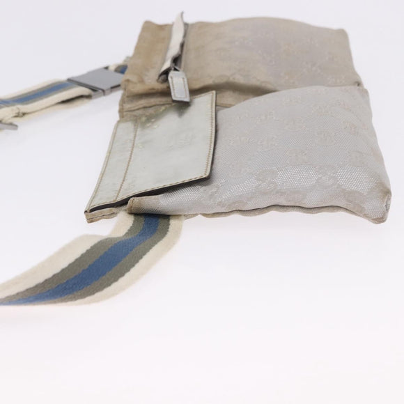 GUCCI GG Canvas Waist Bag Silver 28566 Auth 195000