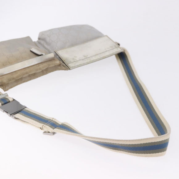 GUCCI GG Canvas Waist Bag Silver 28566 Auth 195000