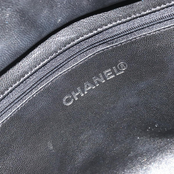 CHANEL Matelasse Chain Shoulder Bag Patent Leather Black Silver CC Auth 195001