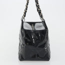 CHANEL Matelasse Chain Shoulder Bag Patent Leather Black Silver CC Auth 195001-3