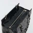 CHANEL Matelasse Chain Shoulder Bag Patent Leather Black Silver CC Auth 195001-6