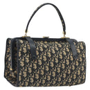 Christian Dior Trotter Canvas Hand Bag Navy Gold Auth 195002-1