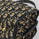 Christian Dior Trotter Canvas Hand Bag Navy Gold Auth 195002-12