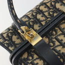 Christian Dior Trotter Canvas Hand Bag Navy Gold Auth 195002-14