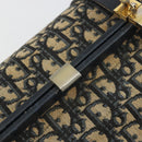 Christian Dior Trotter Canvas Hand Bag Navy Gold Auth 195002-15