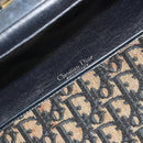 Christian Dior Trotter Canvas Hand Bag Navy Gold Auth 195002-16