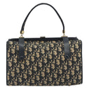 Christian Dior Trotter Canvas Hand Bag Navy Gold Auth 195002-2