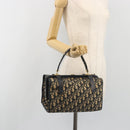 Christian Dior Trotter Canvas Hand Bag Navy Gold Auth 195002-23