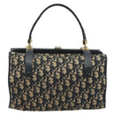 Christian Dior Trotter Canvas Hand Bag Navy Gold Auth 195002-3