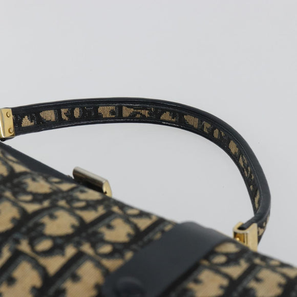Christian Dior Trotter Canvas Hand Bag Navy Gold Auth 195002