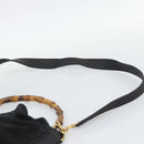 GUCCI Bamboo Shoulder Bag Suede 2way Black Gold Auth 195003-14
