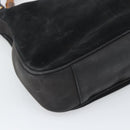 GUCCI Bamboo Shoulder Bag Suede 2way Black Gold Auth 195003-16