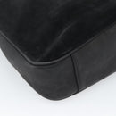 GUCCI Bamboo Shoulder Bag Suede 2way Black Gold Auth 195003-10