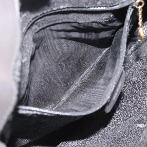 GUCCI Bamboo Shoulder Bag Suede 2way Black Gold Auth 195003