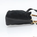 GUCCI Bamboo Shoulder Bag Suede 2way Black Gold Auth 195003-4