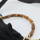 GUCCI Bamboo Shoulder Bag Suede 2way Black Gold Auth 195003-8