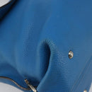 Salvatore Ferragamo Gancini Hand Bag Leather 2way Blue Silver Auth 195004-13