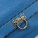 Salvatore Ferragamo Gancini Hand Bag Leather 2way Blue Silver Auth 195004-17