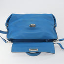Salvatore Ferragamo Gancini Hand Bag Leather 2way Blue Silver Auth 195004-18