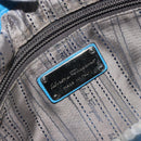 Salvatore Ferragamo Gancini Hand Bag Leather 2way Blue Silver Auth 195004-21
