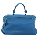 Salvatore Ferragamo Gancini Hand Bag Leather 2way Blue Silver Auth 195004-3