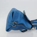 Salvatore Ferragamo Gancini Hand Bag Leather 2way Blue Silver Auth 195004-4