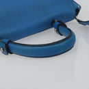 Salvatore Ferragamo Gancini Hand Bag Leather 2way Blue Silver Auth 195004-7