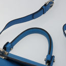 Salvatore Ferragamo Gancini Hand Bag Leather 2way Blue Silver Auth 195004-8