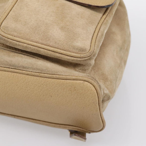 GUCCI Bamboo Backpack Suede Beige Gold 003 2058 0016 Auth 195005