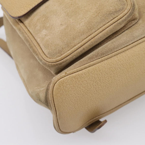 GUCCI Bamboo Backpack Suede Beige Gold 003 2058 0016 Auth 195005