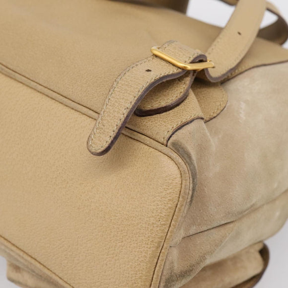 GUCCI Bamboo Backpack Suede Beige Gold 003 2058 0016 Auth 195005