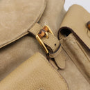 GUCCI Bamboo Backpack Suede Beige Gold 003 2058 0016 Auth 195005-19