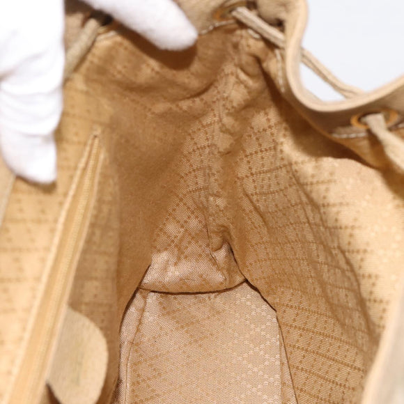 GUCCI Bamboo Backpack Suede Beige Gold 003 2058 0016 Auth 195005