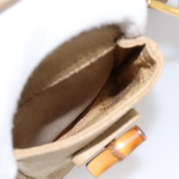 GUCCI Bamboo Backpack Suede Beige Gold 003 2058 0016 Auth 195005