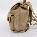 GUCCI Bamboo Backpack Suede Beige Gold 003 2058 0016 Auth 195005-4