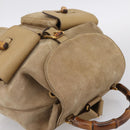 GUCCI Bamboo Backpack Suede Beige Gold 003 2058 0016 Auth 195005-6