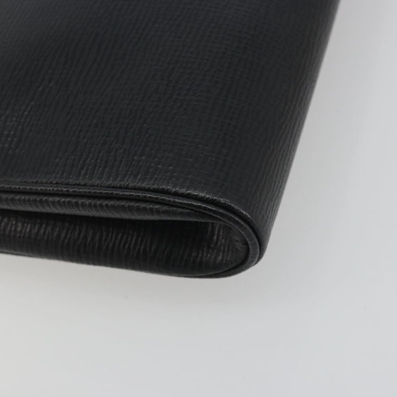 CELINE Circle Clutch Bag Leather Black Gold Auth 195006