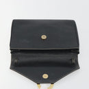 CELINE Circle Clutch Bag Leather Black Gold Auth 195006-8