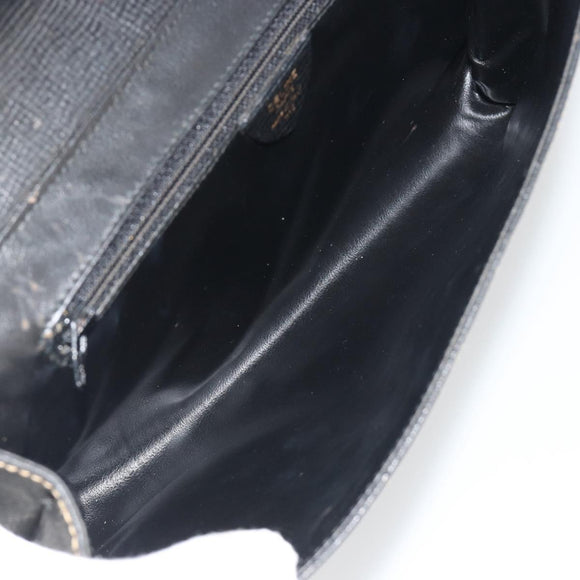 CELINE Circle Clutch Bag Leather Black Gold Auth 195006