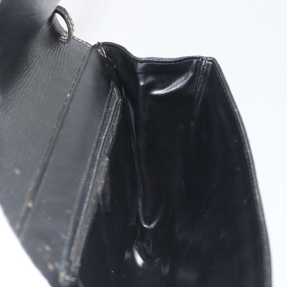 CELINE Circle Clutch Bag Leather Black Gold Auth 195006