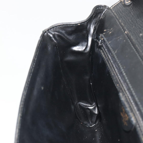 CELINE Circle Clutch Bag Leather Black Gold Auth 195006