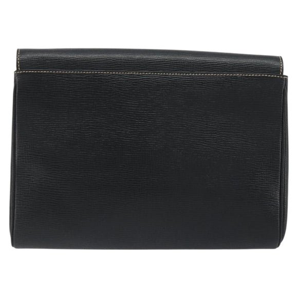 CELINE Circle Clutch Bag Leather Black Gold Auth 195006