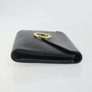 CELINE Circle Clutch Bag Leather Black Gold Auth 195006-3
