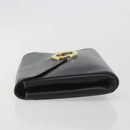 CELINE Circle Clutch Bag Leather Black Gold Auth 195006-4