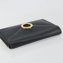 CELINE Circle Clutch Bag Leather Black Gold Auth 195006-5