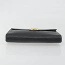 CELINE Circle Clutch Bag Leather Black Gold Auth 195006-6