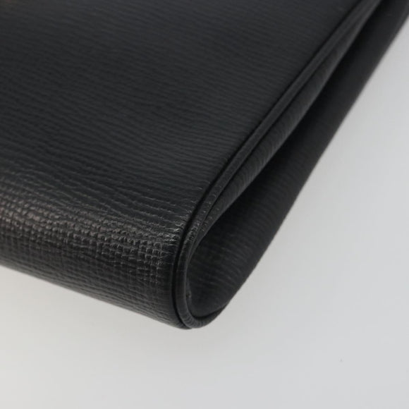 CELINE Circle Clutch Bag Leather Black Gold Auth 195006